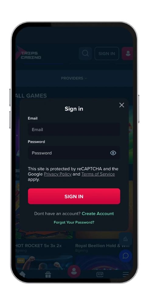 TripsCasino Casino register